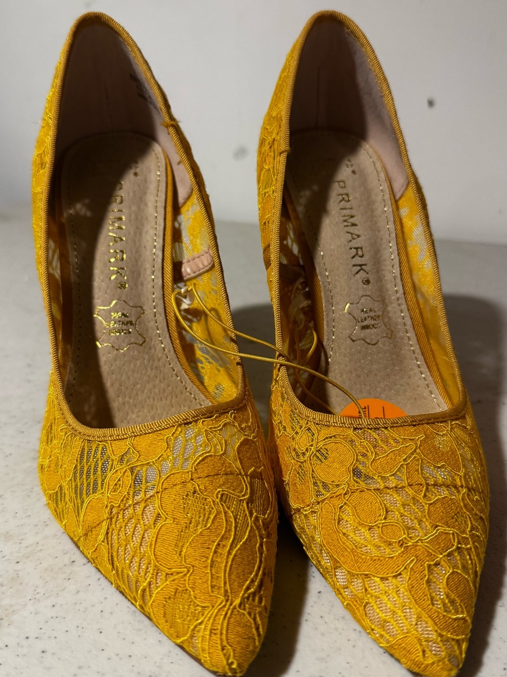 Primark Yellow Lace Pointed-Toe Heels